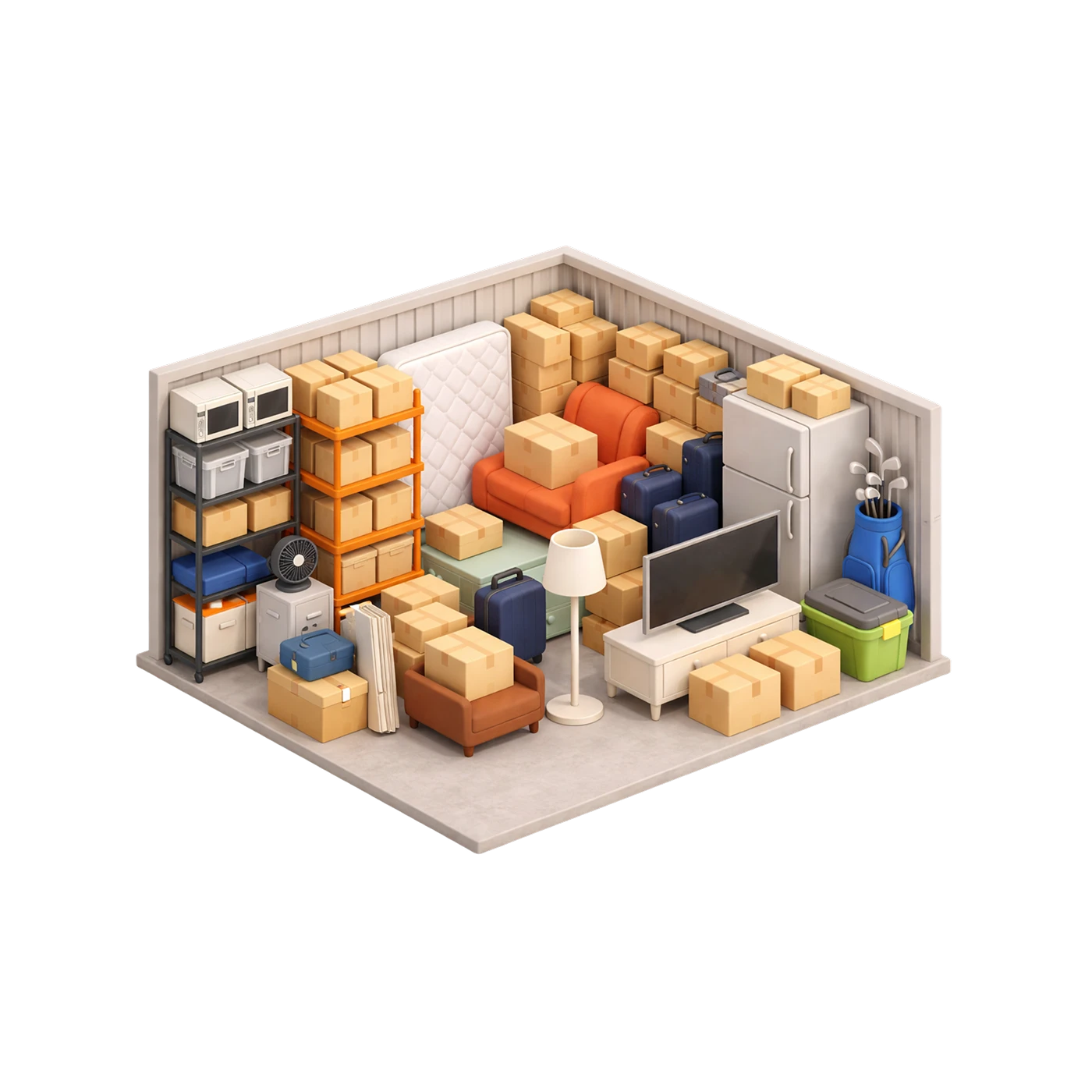 Illustration of room-size loads in a storage unit